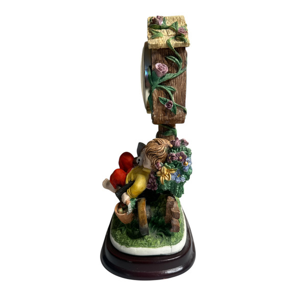 The Mirella Collection Whimsical Tabletop Clock Boy With Dog on The Wheelbarrow - Picture 2 of 12